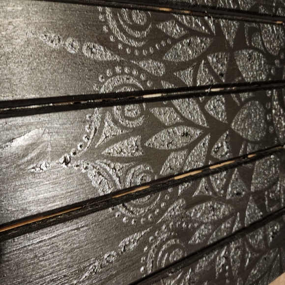 HANDCRAFTED Upcycled Black Wood Panel Board HANDPAINTED Mandala Wall Art Decor - Picture 16 of 17